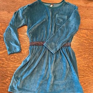 Tea Collection teal velvet dress